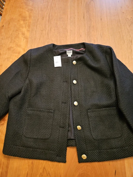 J. Crew Black Tweed Lady Jacket with Gold Buttons. Looks Expensive. - Picture 2 of 4